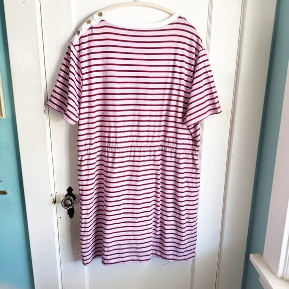 Draper James T-Shirt Dress Tie Waist Dark Pink Mariner Stripe Size XXL Preppy - Picture 13 of 15